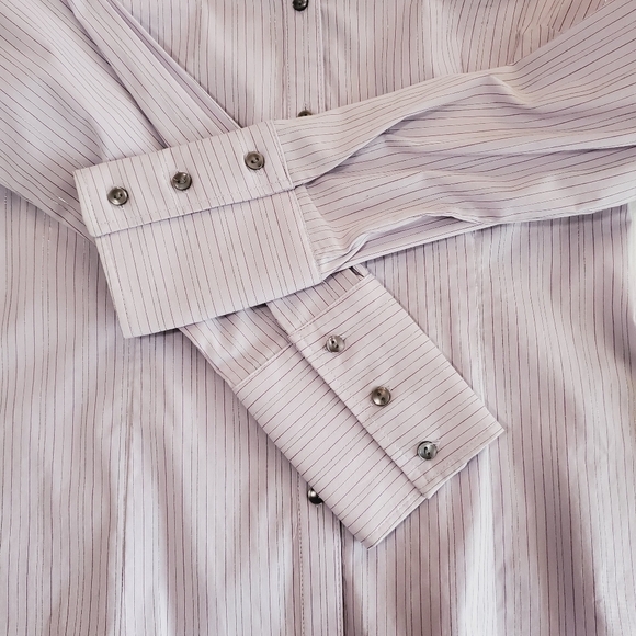 1046 * Attention Striped Button Down Long Sleeve Purple Size S NWT - Picture 6 of 9